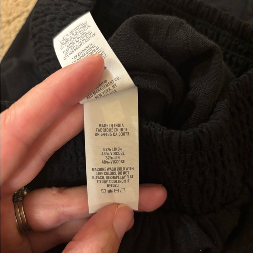 NWT Aerie Black Wide-Leg Linen Pants - XS - Picture 9 of 11
